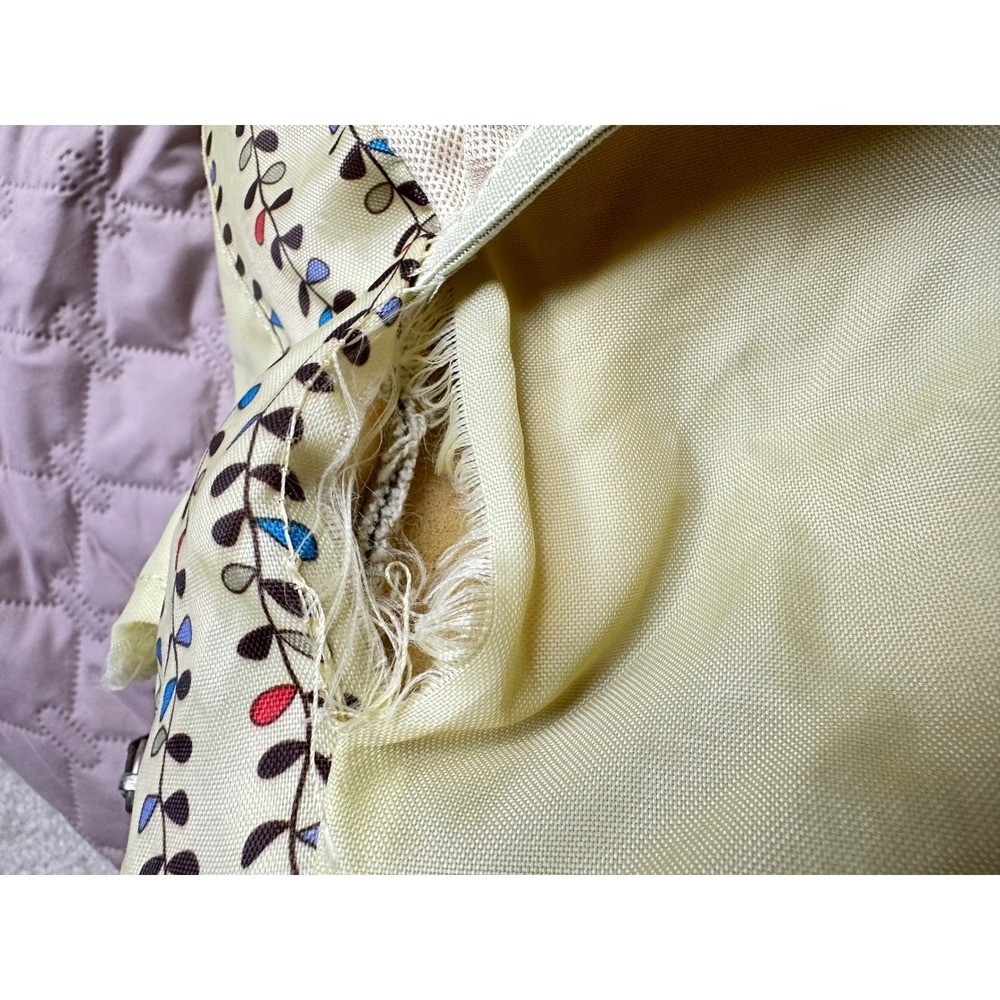 Vintage Sage Green Canvas Flower Tote Bag Brown Suede Trim Y2K Aesthetic - Picture 12 of 15